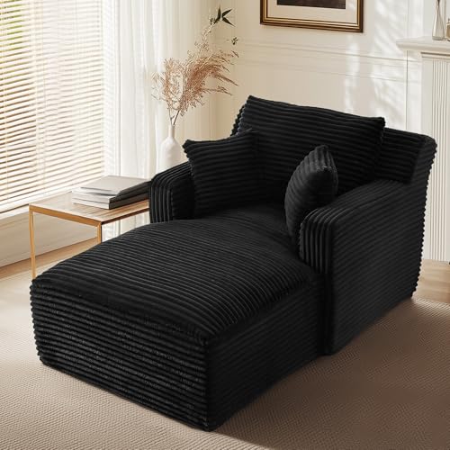 Oversized Corduroy Chaise Lounge Chair, 65-inch Deep Seat Indoor Sofa