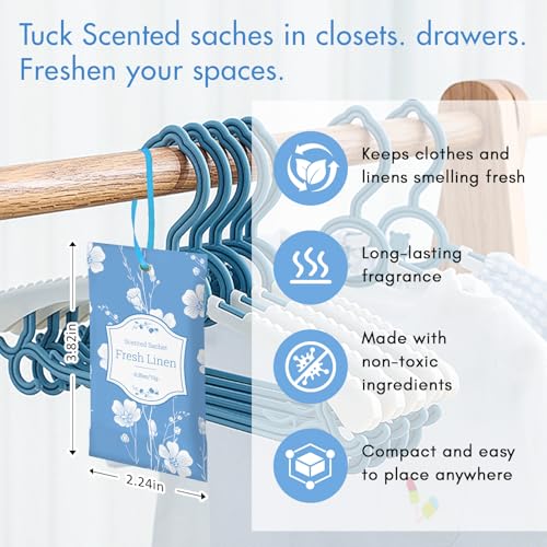 Fresh Linen Scented Sachets for Closets and Drawers, 14 Pack
