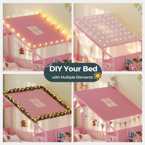 Montessori House Floor Bed with Reading Nook, Storage Drawers & Guardrails