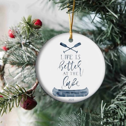 ELEWORD 2026 Lake Life Christmas Ornament T23 – Lake House Canoe Paddle Keepsake