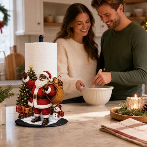 African Santa Christmas Paper Towel Holder - Inclusive Holiday Kitchen Decor