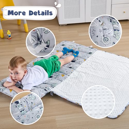 Toddler Nap Mat with Removable Pillow and Blanket for Preschool Daycare