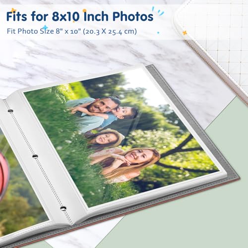 8x10 Photo Album, 52-Pocket Vegan Leather Memory Book, Vintage Brown