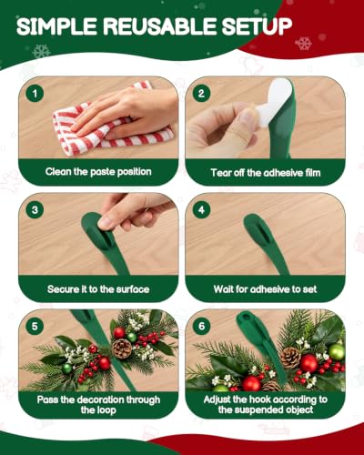 No-Drill Silicone Christmas Garland Hanger Hooks for Mantle & Door Frame