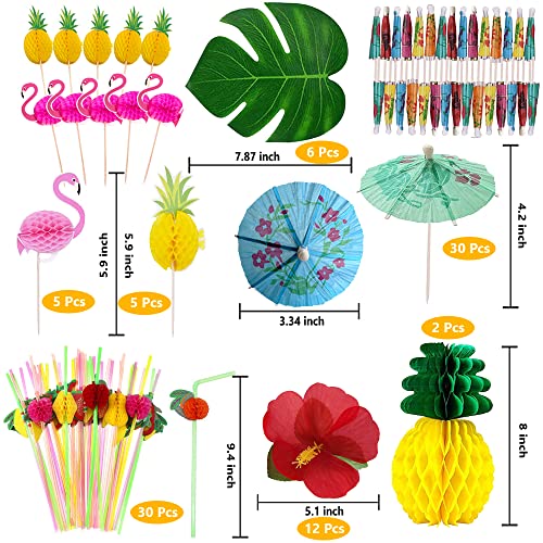 Tropical Luau Party Decorations Set with 9ft Grass Table Skirt & Accessories