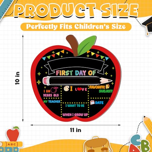 Apple-Shaped First and Last Day of School Chalkboard Sign, Reusable Photo Prop