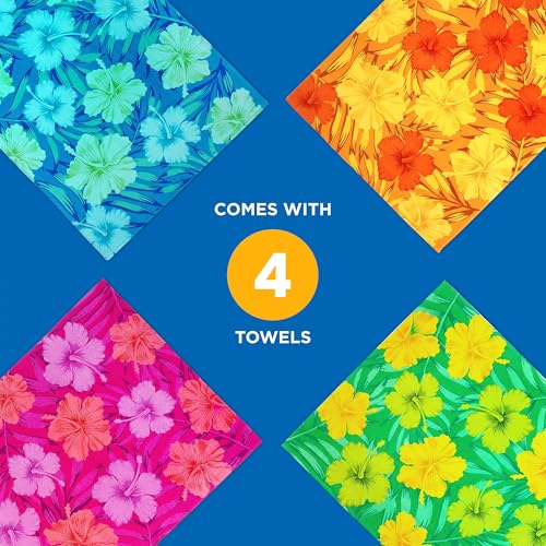 Colorful Hibiscus Cotton Beach Towels - 30" x 60" - 4 Pack