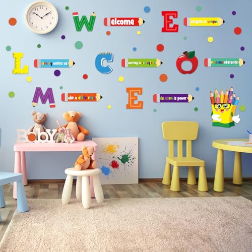 Welcome Back to School Door Clings Stickers - 6 Colorful Decals