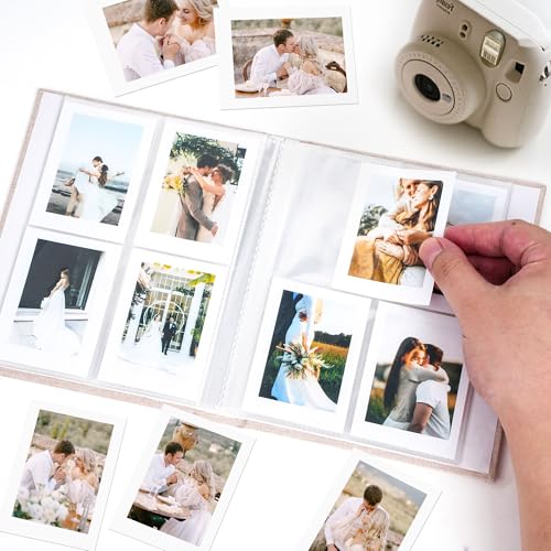 2x3 Inch Mini Photo Album - 208 Pocket Archival Safe Memory Book, Beige