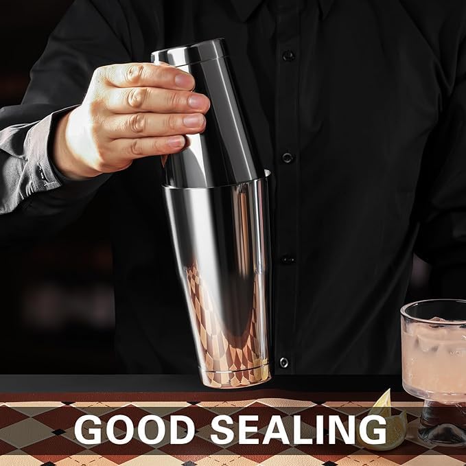 WOTOR Silver Boston Cocktail Shaker Set 18oz & 28oz Stainless Steel Bar Tools