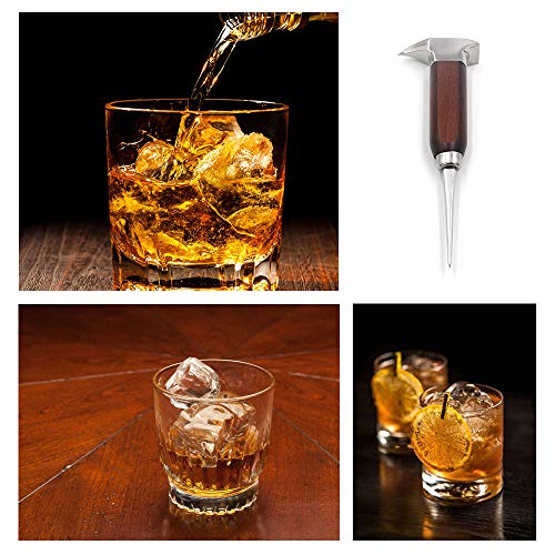 Gihunk Stainless Steel Ice Pick with Wood Handle - Heavy Duty Ice Breaking Tool for Bars & Kitchen - Short Version