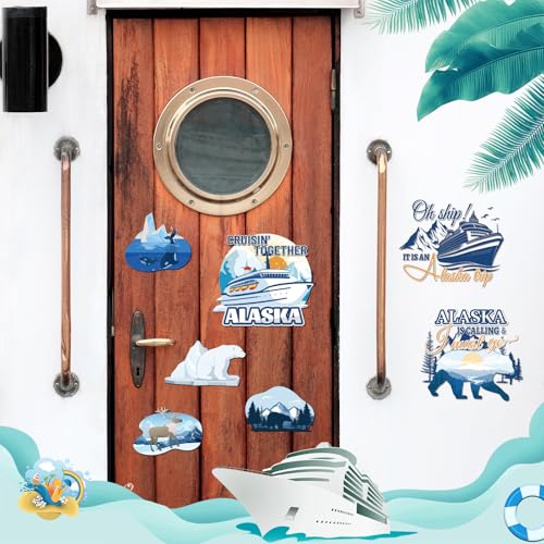 Alaska Cruise Door Magnets, 7-Piece Set – Nautical Cabin Decor by Dazoratix