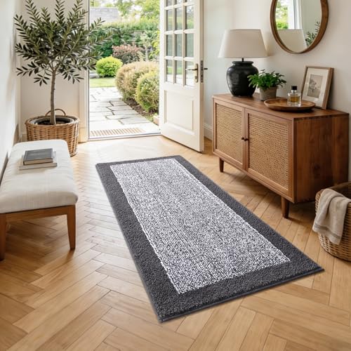 simpWalnut 2x4 Ft Large Bathroom Rug and Runner - Grey Non Slip Washable Mat
