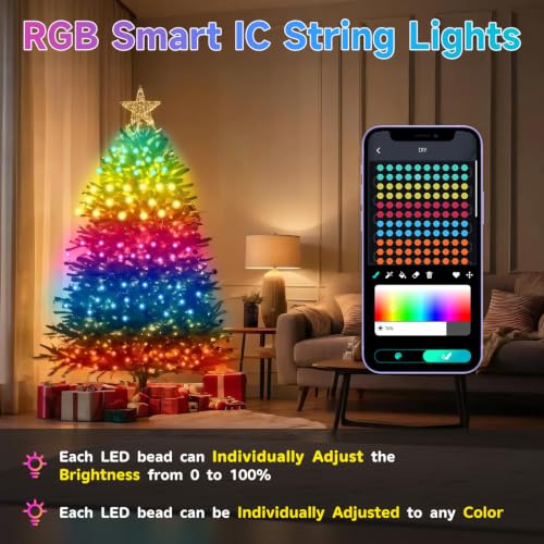 49FT RGB Smart IC Fairy Lights - Multicolor String Lights with Remote & App Control