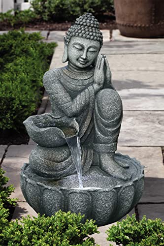 32-Inch Sitting Buddha Water Fountain with LED Lights for Indoor Outdoor