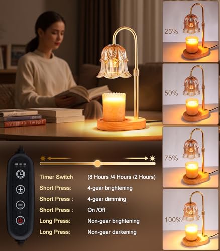 Electric Candle Warmer Lamp with Timer & Adjustable Height for Jar Candles