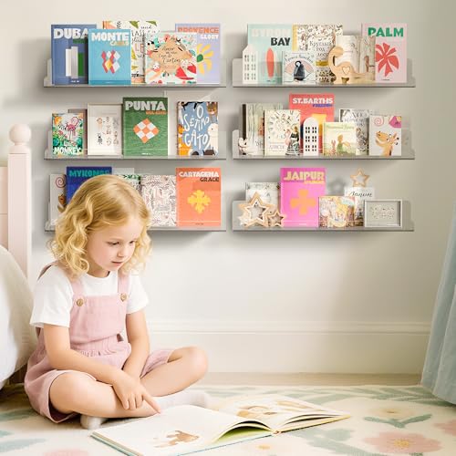 Clear Acrylic Floating Shelves for Wall - 15x4 Inch Display Ledge, 6 Pack