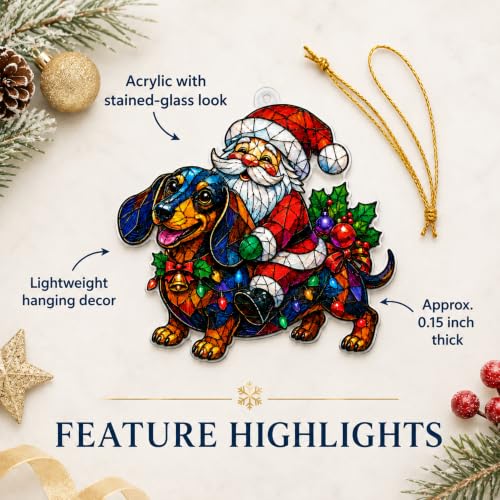 GIVNARIS Santa Claus Christmas Ornament with Dachshund - Holiday Tree Decor