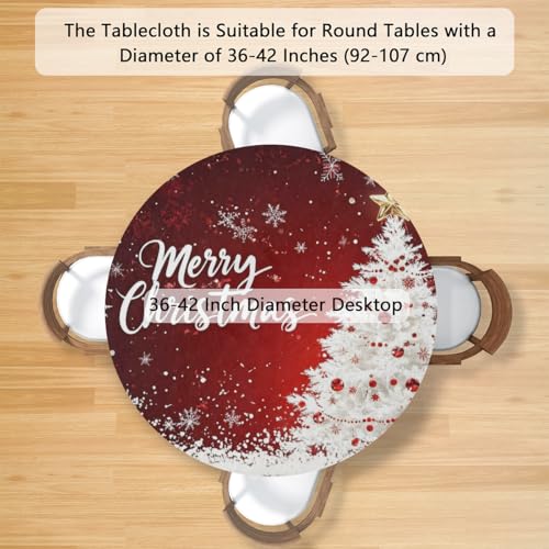 Pardick 42 Inch Christmas Tree Snowflake Fitted Waterproof Tablecloth Holiday Decor