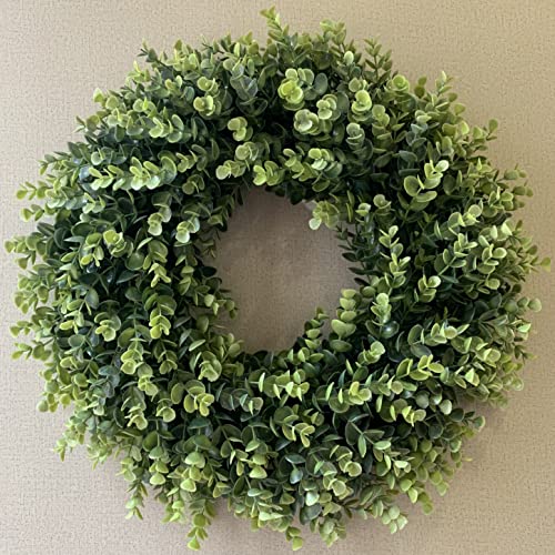 20-Inch Artificial Boxwood Wreath for Front Door, Indoor and Outdoor Decor