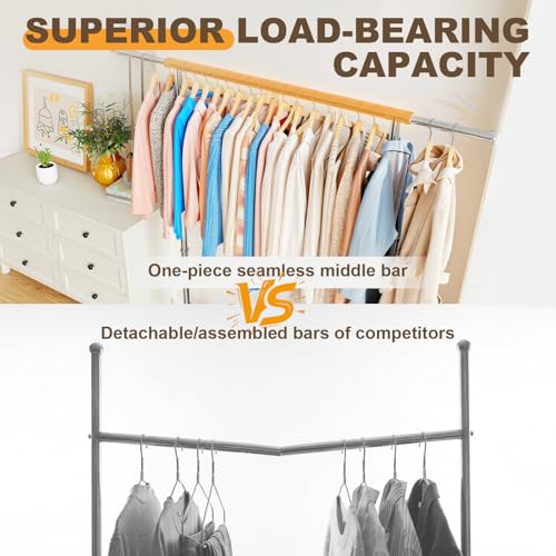 Heavy Duty Rolling Clothes Rack, Adjustable Garment Organizer with Wheels