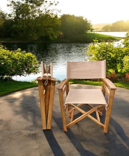 Patio Wise Wooden Folding Director's Chair - Indoor & Outdoor Portable Seating