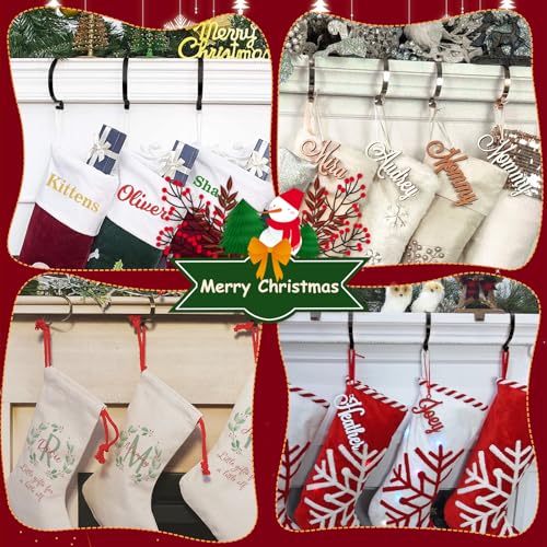 Adjustable Non-Slip Christmas Stocking Holders for Fireplace Mantel - 4 Pack, Gold