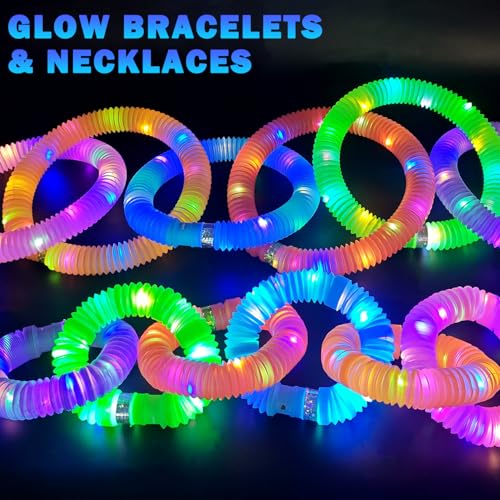 Kannove Light Up Pop Tubes LED Glow Sticks Fidget Toys for Kids