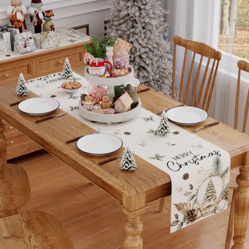 Siilues 220 GSM Christmas Table Runner 13x36 Inch Winter Holiday Decor