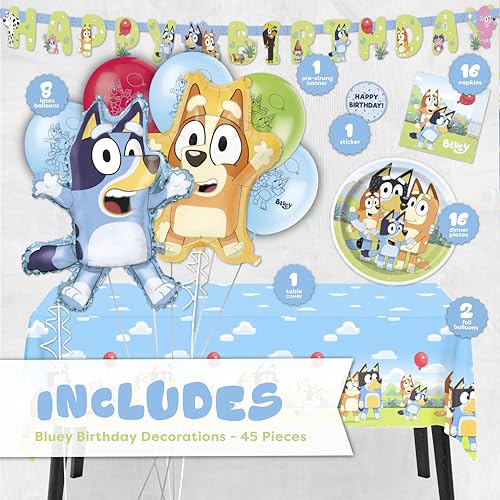 Animated Dog Birthday Party Supplies Kit for 16 Guests with Tableware