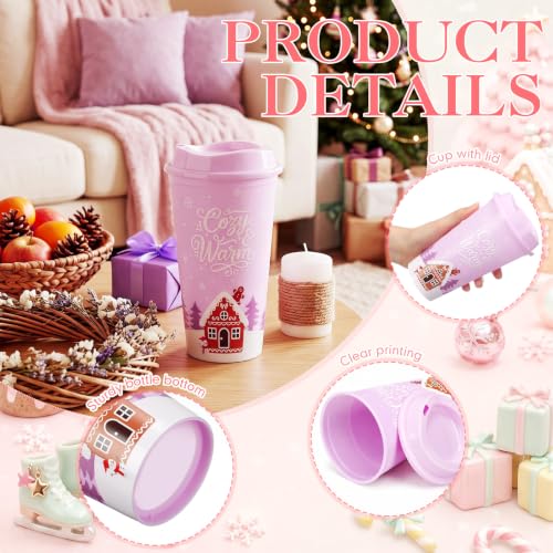 36 Pack Christmas Coffee Cups with Lids, 16oz, Pastel Assorted Patterns - Acellegic