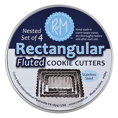 R&M Fluted Rectangle 4-Piece Cookie Cutter Set – Graduated Steel Bakeware (Rectangle)