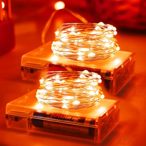 Orange Fairy String Lights 33Ft 100 LED Battery Operated Timer