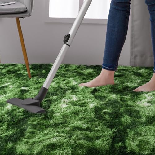 Forest Green Shaggy Rug 4x6 Feet, Soft Plush Non-Slip Area Carpet for Bedroom