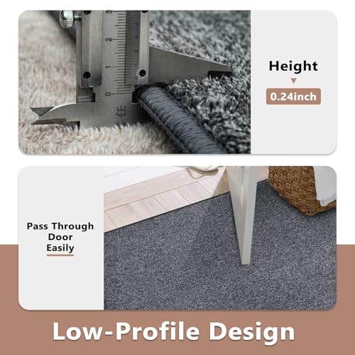 5x7 Grey Area Rug, Non-Slip Washable Soft Low-Pile Carpet for Living Room