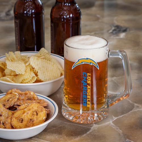 Los Angeles Chargers 14oz Glass Beer Stein, Heavy-Duty Logo Mug