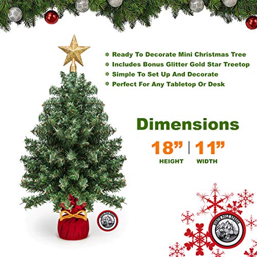 18-Inch Mini Christmas Tree with Star Treetop – Small Artificial Tree for Tabletop & Desk Decor