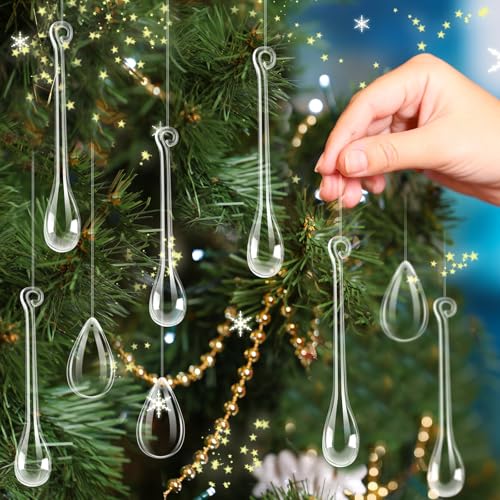Cinnvoice 150 Pcs Christmas Acrylic Teardrop Ornaments Icicle Pendants - 1.97in, 3.86in, 5.12in