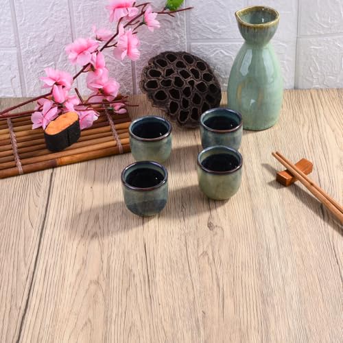 Ceramic Sake Cup Set - 6 Artisan Reactive Glazed Tea & Drinkware, 2-inch