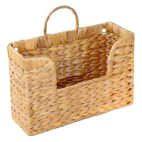 Woven Water Hyacinth Wall Hanging Basket – Rustic Magazine & Mail Organizer