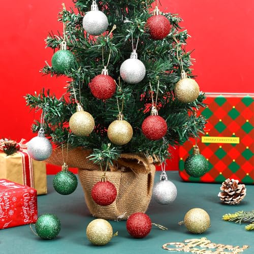 JULMELON Christmas Ball Decorations Set - 36 Shatterproof Glitter Ornaments, Holiday Tree Decor, Christmas Tree Decoration - Christmas Ball Variant