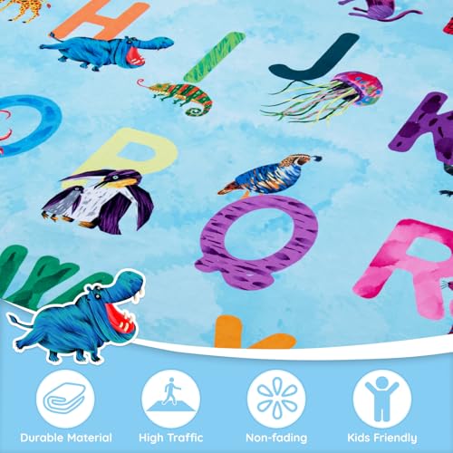 Alphabet Classroom Rug, 3x5 Non-Slip Washable Carpet for Kids Playroom