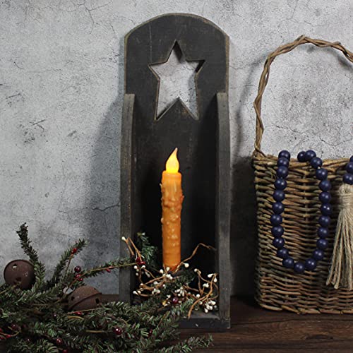 CVHOMEDECO 6 Pack Orange Hand Dipped Flameless LED Taper Candles with Timer, Rustic Primitive Decor