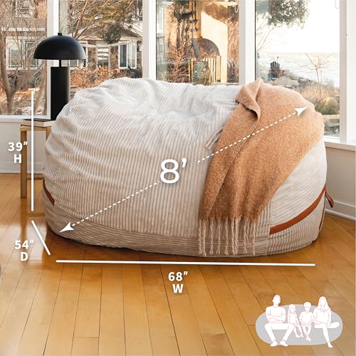Giant 7-Foot Foam Bean Bag Chair, Oversized Plush Lounge Couch