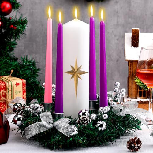 MTLEE Advent Candle Set with Morning Star & 4 Tapers for Church 12in