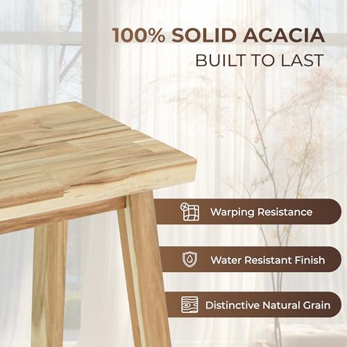 47-Inch Solid Acacia Wood Bench for Entryway, Dining, or Plant Stand