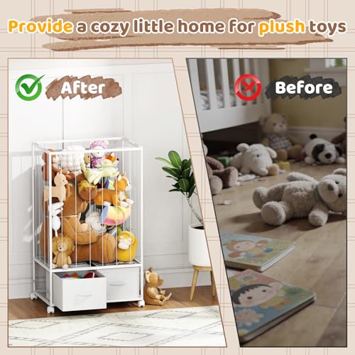 Extra Large Metal Stuffed Animal Storage Organizer - 53.5 Inch Tall Toy Tower
