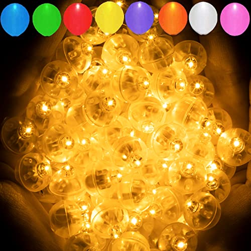 Aogist 100pcs Orange LED Balloon Lights Waterproof Mini Battery-Powered Decorative Orbs for Party Wedding Christmas Halloween