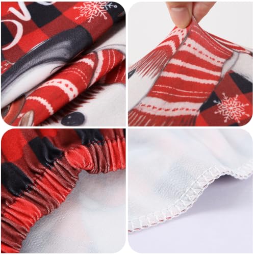YISUN Round Bar Stool Covers 16-18 in Set of 2 – Red Buffalo Plaid Snowman Reindeer Holiday