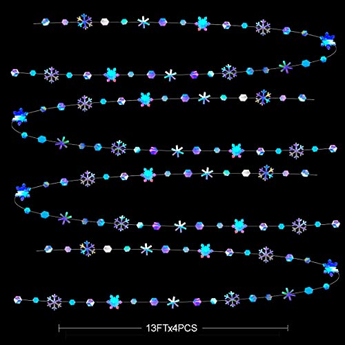 Pink Blume Iridescent Snowflake Garland - Winter Wonderland Party Decorations